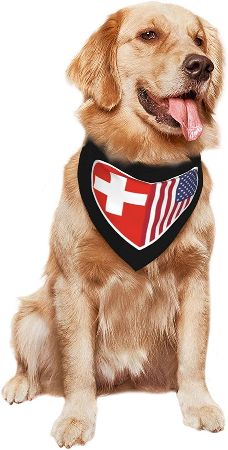 POOEDSO I Love America and Switzerland Pantone Dog Scarf Triangular Adjustable for Small Medium Large Cats Dogs Decoration Handkerchiefs Pet Birthday Party Gifts Animals & Pet Supplies > Pet Supplies > Dog Supplies > Dog Apparel POOEDSO   