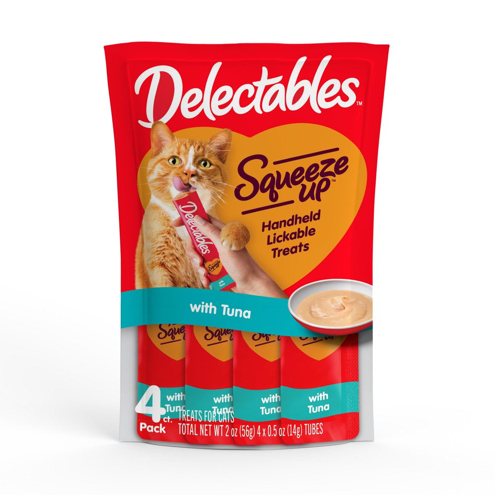 Hartz Delectables Squeeze up Lickable Wet Cat Treats, Tuna, 2Oz, 4 Pack