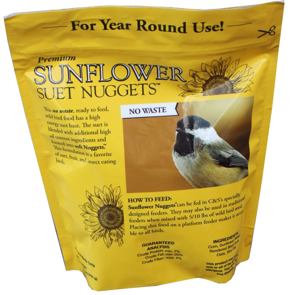 C&S Sunflower No Melt Suet Nuggets, 27 Oz, Wild Bird Food