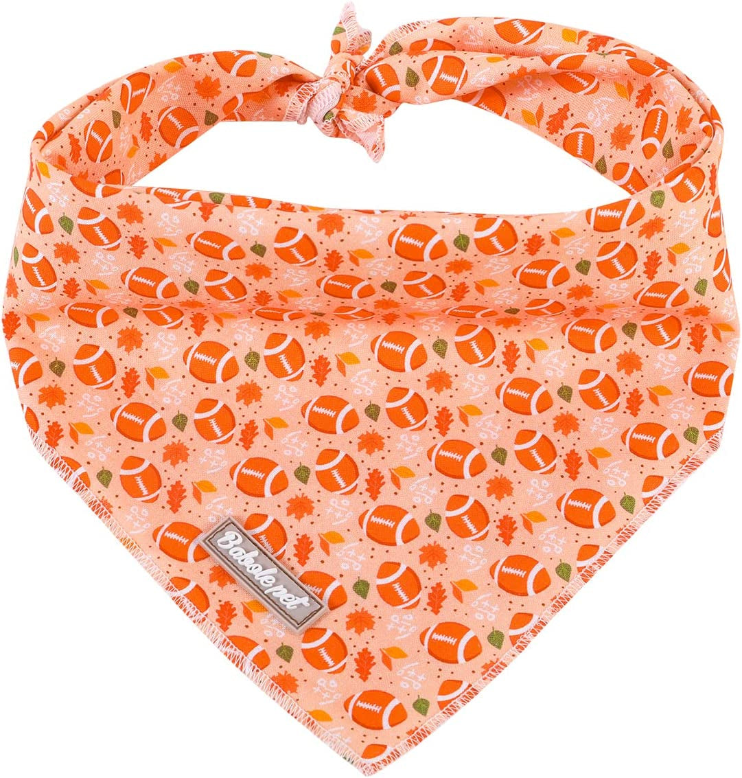 Babole Pet Fall Girl Dog Collar Flower Tie, Orange Striped Plaid Floral Dog Collar with Safety Metal Buckle Adjustable Big Collars for Small Medium Large Dog,Medium, Neck 13.5"-22" Animals & Pet Supplies > Pet Supplies > Dog Supplies > Dog Apparel Babole Pet Orange-BR L 