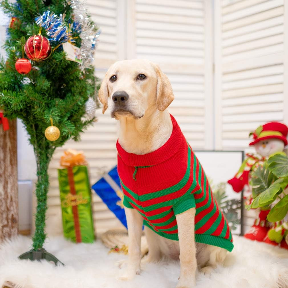 Dog Christmas Sweater - Snow Man Stripes Xmas Dog Holiday Sweaters Soft Knit to Keep Warm in Winter Ugly Sweaters Jumpsuits for Small Medium Large Dogs Cats, Medium Animals & Pet Supplies > Pet Supplies > Dog Supplies > Dog Apparel KOOLTAIL   