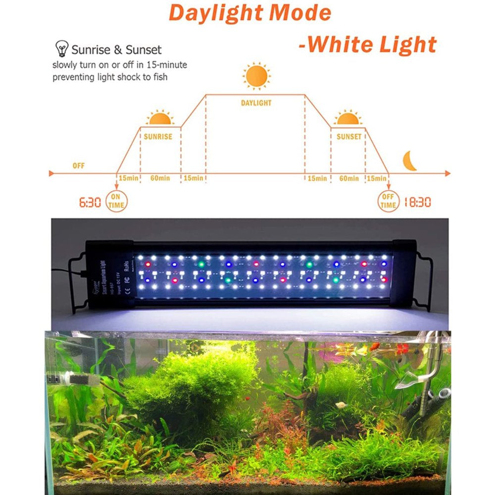 Hygger Aquarium Light, LED Fish Tank Light for 24-30 Inch Fish Tank Freshwater Planted, 36W 7 Colors Full Spectrum, Build in Timer Sunrise Sunset Auto on Off Animals & Pet Supplies > Pet Supplies > Fish Supplies > Aquarium Lighting Hygger   