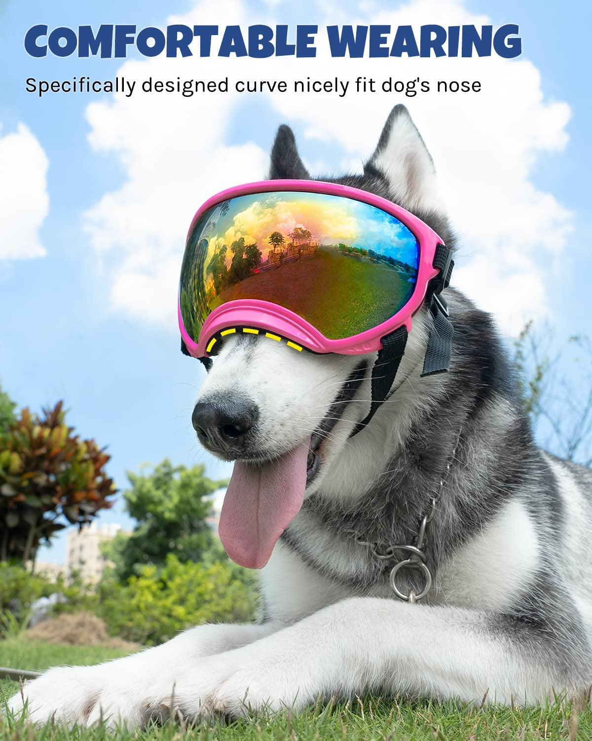 Dog Goggles Large and Medium Breed, UV Protection Windproof and Dustproof. Shatterproof Lens, Breathable Design, Dog Sunglasses Animals & Pet Supplies > Pet Supplies > Dog Supplies > Dog Apparel SEANCHEER   