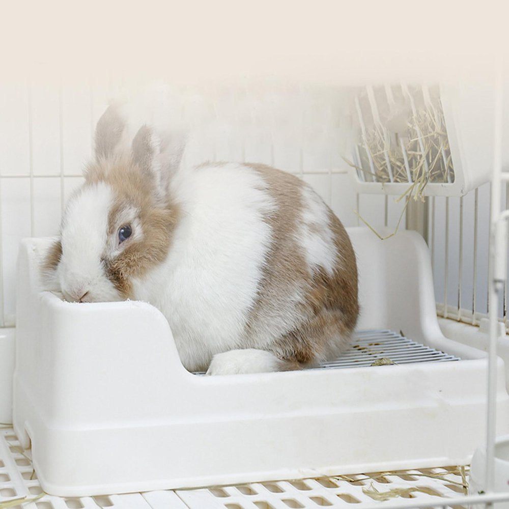 Rabbit Litter Box, Potty Trainer Tray Easy to Clean Indoor Bedding Cage Stable Durable Pet Toilet for Cat Small Animal Bunny Puppy Rat , White Animals & Pet Supplies > Pet Supplies > Small Animal Supplies > Small Animal Bedding DYNWAVE   