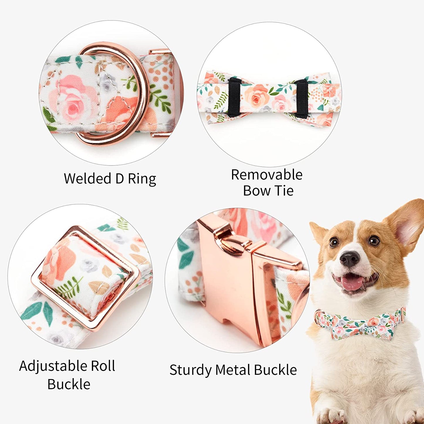 Thankspaw Soft Dog and Cat Collar with Bow Tie Print Flower Plaid Patterns Girl Dog Collars Adjustable Dog Collar for Small Medium Large Dogs Animals & Pet Supplies > Pet Supplies > Dog Supplies > Dog Apparel Thankspaw   