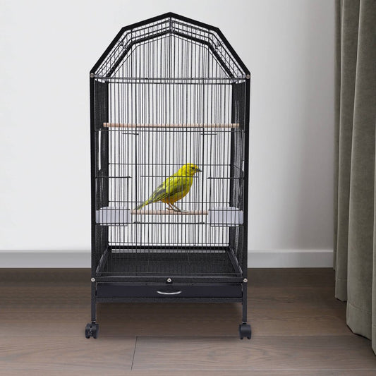 Miumaeov Parakeet Bird Cage with Stand Metal Pet Bird Flight Cages Large Finch Bird Cage for Conure Canary Parakeet Macaw Finch Cockatoo Budgie Cockatiels Parrot Pet House, Black Animals & Pet Supplies > Pet Supplies > Bird Supplies > Bird Cages & Stands Miumaeov   