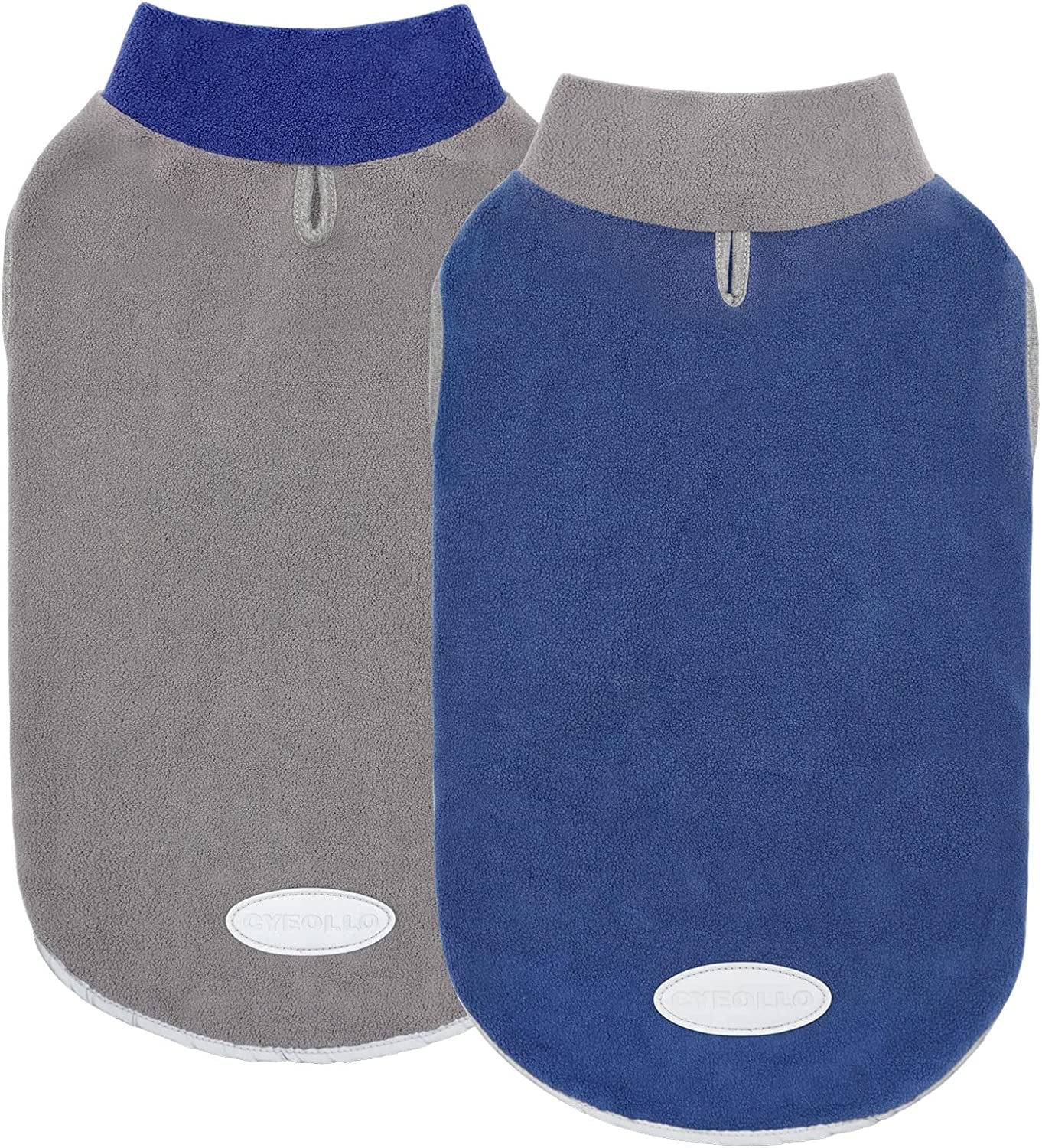 Cyeollo 2 Pack Small Dog Fleece Sweater Stretchy Pullover Sweatshirt Boy Dog Sweatshirt with Reflective Stripe Pet Blue Dog Clothes Dog Sweaters Turquoise & Grey Animals & Pet Supplies > Pet Supplies > Dog Supplies > Dog Apparel cyeollo Leash Hole Version 1 Medium 