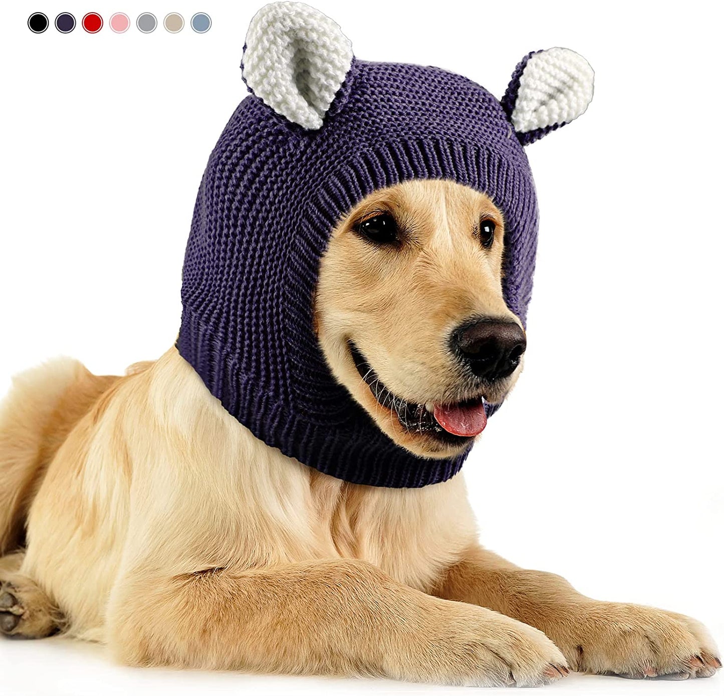 Quiet Ears for Dogs, Dog Ear Muffs Noise Protection Knitted Dog Hats Pet Ears Warm Dog Ear Cover Winter Hat Dog Snood Head Wrap Bunny Costume for Medium to Large Dogs Cats Pets (Yellow) Animals & Pet Supplies > Pet Supplies > Dog Supplies > Dog Apparel Frienda Purple  