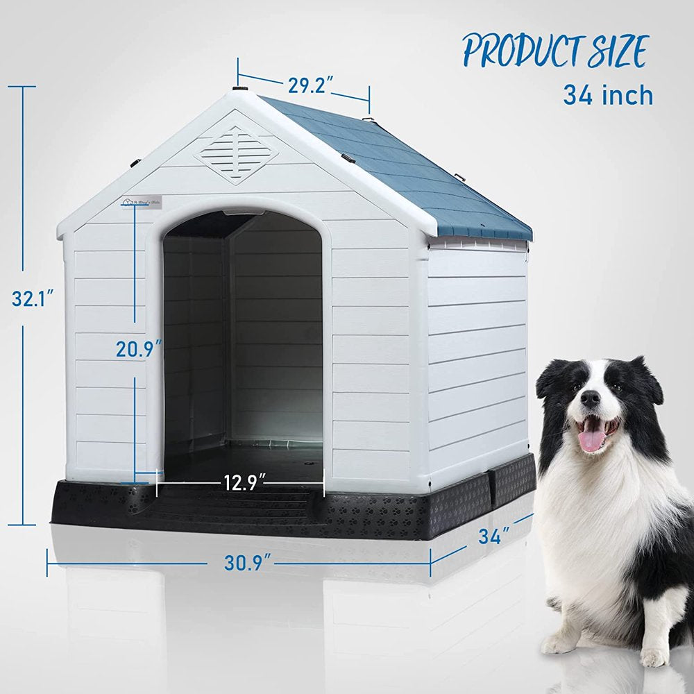 Vitesse Plastic Dog House Outdoor Indoor for Small Medium Larige Dogs,Waterproof Dog Houses with Elevated Floor and Air Vents,Durable Ventilate & Easy Clean and Assemble Animals & Pet Supplies > Pet Supplies > Dog Supplies > Dog Houses Vitesse   
