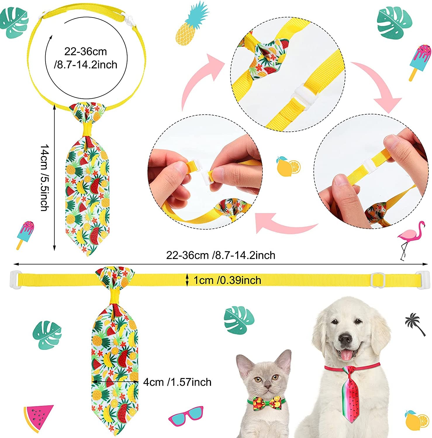 36 Pieces Summer Dog Bow Tie Collar Include 18 Pieces Adjustable Pet Neck Ties and 18 Pieces Dog Bow Ties Collars in Hawaii Summer Style for Dogs Cats Casual Wearing (Fresh Patterns) Animals & Pet Supplies > Pet Supplies > Dog Supplies > Dog Apparel Weewooday   