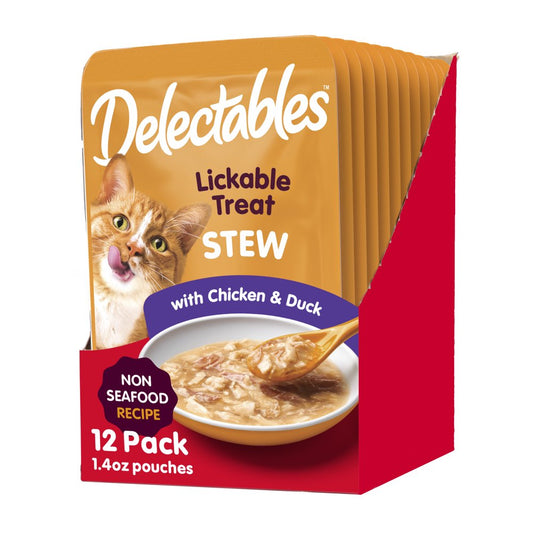 Delectables Stew Non-Seafood Chicken & Duck Lickable Wet Cat Treat 1.4Oz, 12 Pack