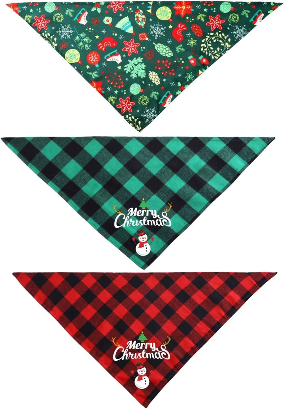 BECHANMIG Christmas Dog Bandanas 3 PCS, Pet Plaid Scarf Classic Triangle Bibs, Washable Pet Neckerchief for Xmas Party Supplies, Christmas Scarf for Small Medium Large Dogs, B Middle Animals & Pet Supplies > Pet Supplies > Dog Supplies > Dog Apparel BECHANMIG E L 