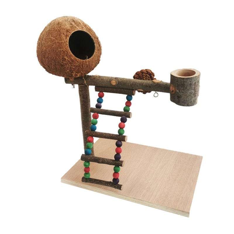 BINYOU Activity Parrot Play Stand Pet Training Climbing Ladder Bird Wooden Exercise Gym Holder Feeder for Home Living Room Decoration Wood Crafts Animals & Pet Supplies > Pet Supplies > Bird Supplies > Bird Gyms & Playstands BINYOU F  