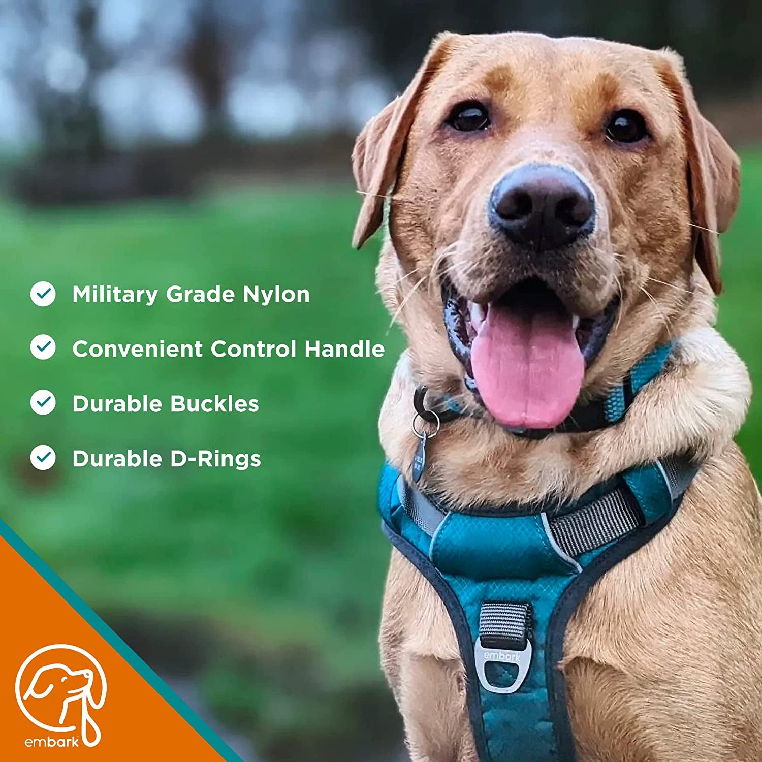 Embark Adventure Dog Harness, No Pull Dog Harness with 2 Leash Clips, Dog Harness for Medium Dogs No Pull. Front & Back with Control Handle, Adjustable Blue Dog Vest, Soft & Padded for Comfort Animals & Pet Supplies > Pet Supplies > Dog Supplies > Dog Apparel Embark Pets   