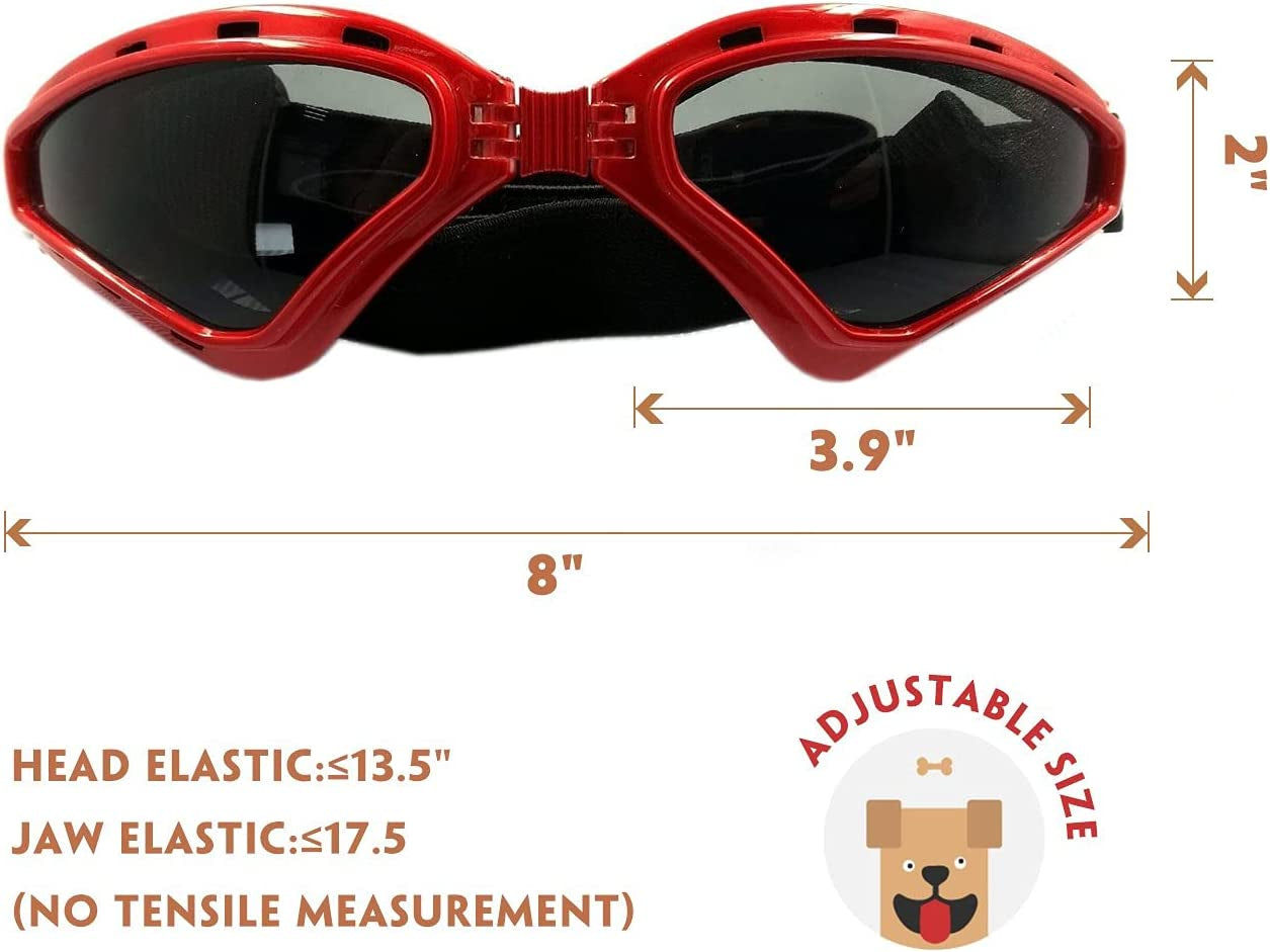 PETLESO Large Dog Goggles, Eye Protection Pet Goggles Sunglasses for Medium Large Dogs- Red Animals & Pet Supplies > Pet Supplies > Dog Supplies > Dog Apparel PETLESO   