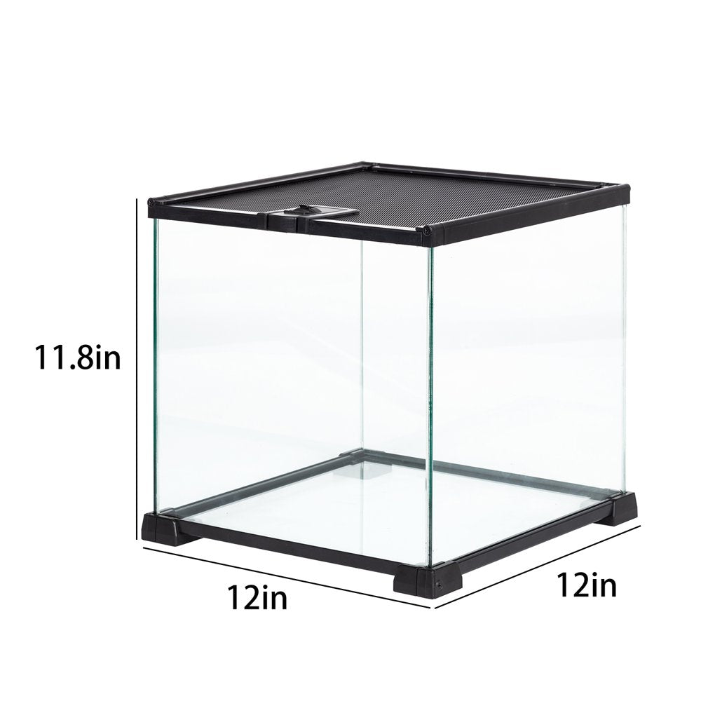 REPTI-ZOO Glass Mini 8 Gallon Reptile Terrarium 12" X 12" X 12", Top Screen Ventilation & Feeding Animals & Pet Supplies > Pet Supplies > Reptile & Amphibian Supplies > Reptile & Amphibian Substrates etan pet supplies inc   