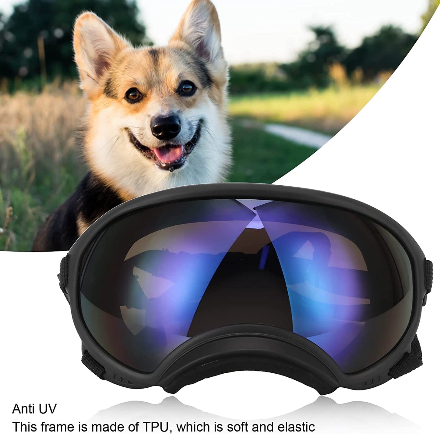 Keenso Dog Goggles anti UV Strong Impact Resistance Elastic Large Breed Dog Goggles Pet Sunglasses Animals & Pet Supplies > Pet Supplies > Dog Supplies > Dog Apparel Keenso   