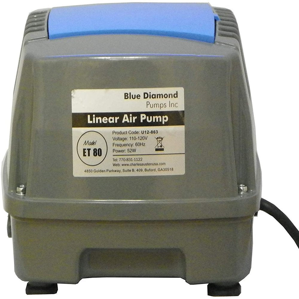 Bluediamond ET 80 Septic or Pond Linear Diaphragm Air Pump, Enviro Linear Air Blowers/Aerators Animals & Pet Supplies > Pet Supplies > Fish Supplies > Aquarium & Pond Tubing Blue Diamond Blue-Diamond-ET-80  