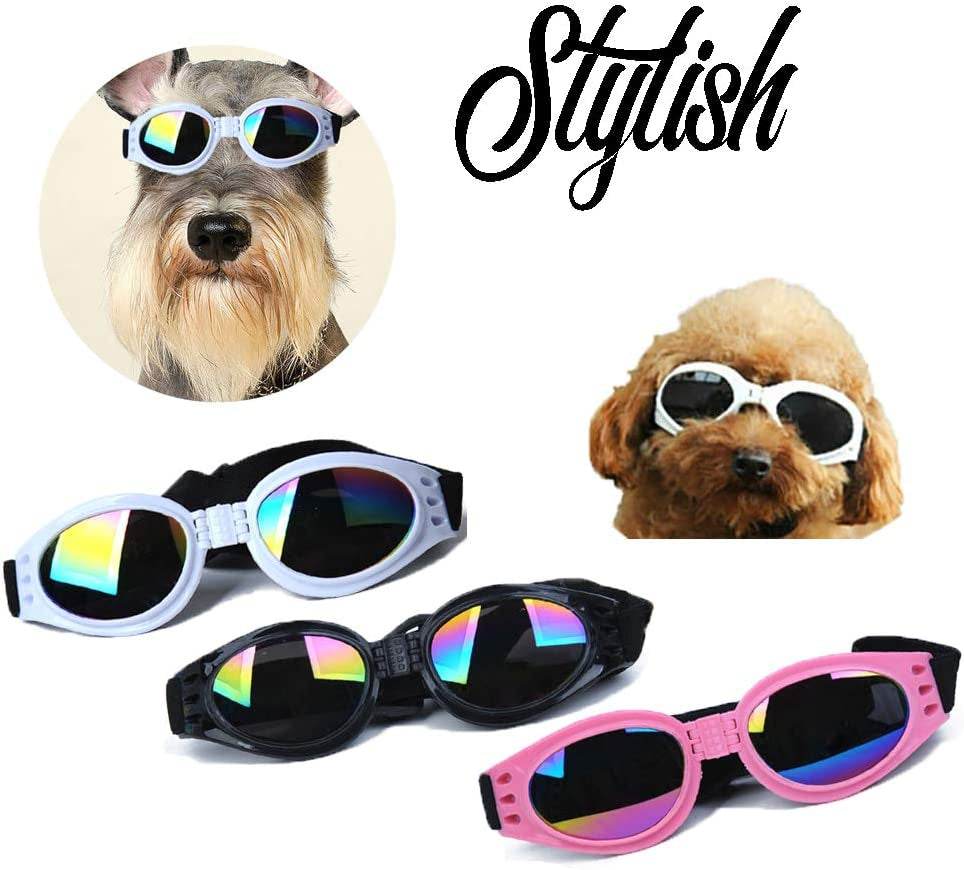 3Pcs Stylish Pet Glasses Cool Dog Sunglasses Dog Doggles Waterproof Windproof Eyewear UV Protection Sunglass for Doggy Puppy Animals & Pet Supplies > Pet Supplies > Dog Supplies > Dog Apparel CHULAI   