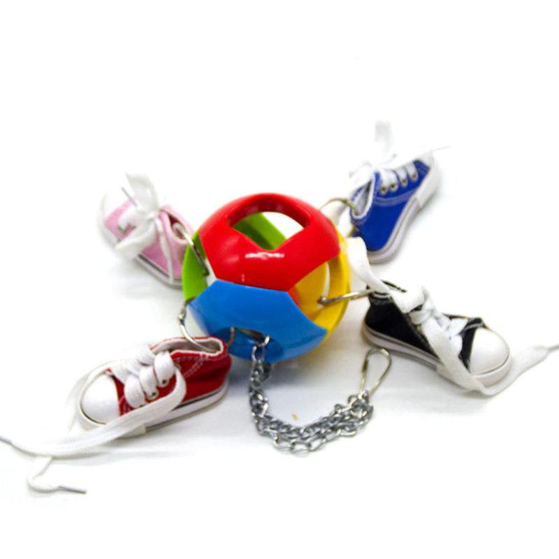 Bird Parrot Chew Toy Sneakers with Bell Ball Quick Link to the Cage