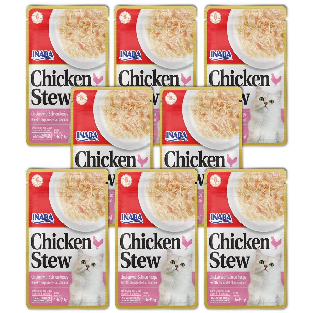 INABA Chicken Stew Complement/Topper/Treat for Cats, Eight 1.4 Oz Pouches, Chicken Animals & Pet Supplies > Pet Supplies > Cat Supplies > Cat Treats INABA Foods (USA) Inc Chicken and Salmon Recipe  