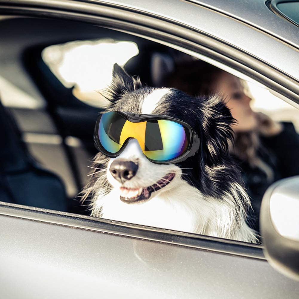 Dog Sunglasses UV Protection, Dog Sunglasses Goggles Pet Sunglasses for Large Dogs with 400UV Protective Polycarbonate Wide Lens to Provide Wide Vision Animals & Pet Supplies > Pet Supplies > Dog Supplies > Dog Apparel Yosoo Health Gear   