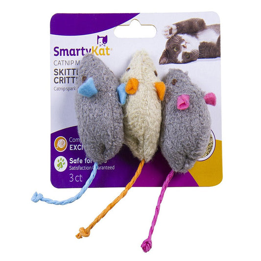 Smartykat Skitter Critters Cat Toy Catnip Mice, 3/Pkg Animals & Pet Supplies > Pet Supplies > Cat Supplies > Cat Toys SmartyKat   