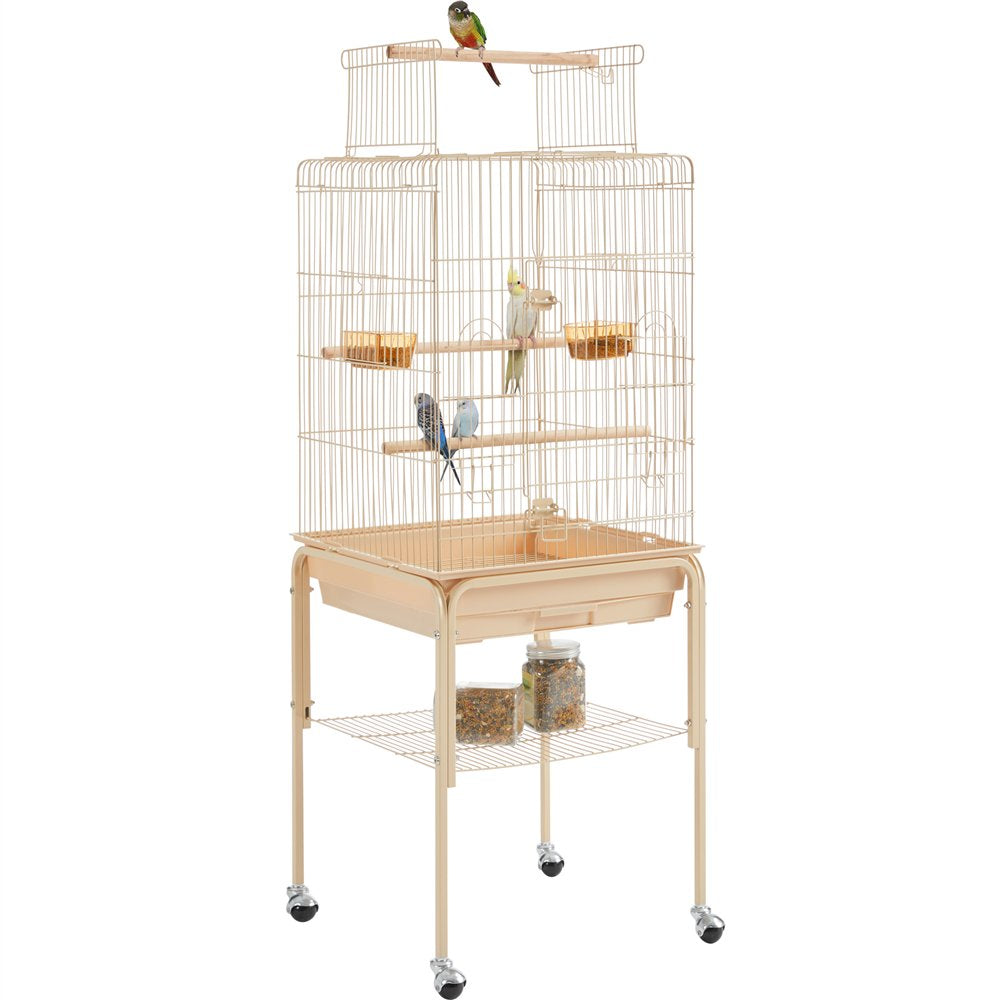 Easyfashion 47" Play Top Bird Cage with Rolling Stand, Teal Blue Animals & Pet Supplies > Pet Supplies > Bird Supplies > Bird Cages & Stands Easyfashion Almond  