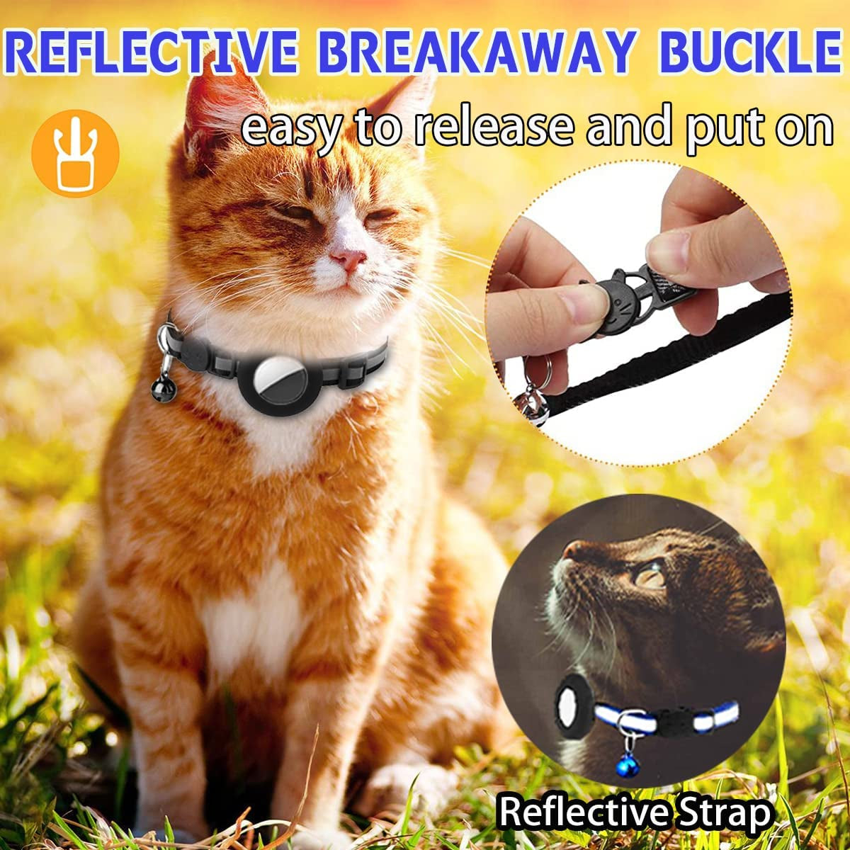 Smpili Airtag Cat Collar, Reflective Kitten Collar Breakaway with Airtag Holder, 0.4 Inches in Width Electronics > GPS Accessories > GPS Cases Smpili   