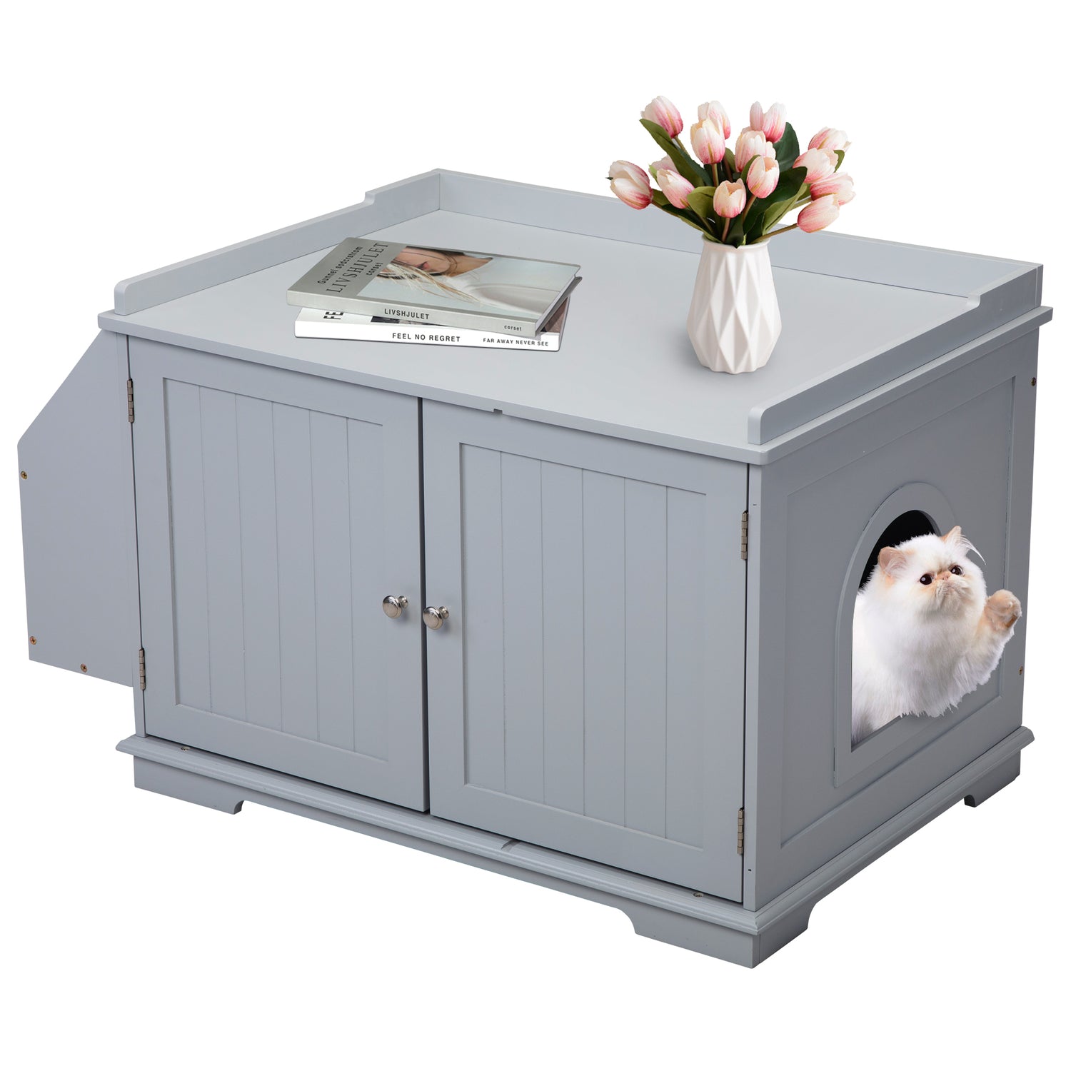 Coziwow Cat Litter Box Enclosure Washroom Storage Bench Cat House Furniture, White Animals & Pet Supplies > Pet Supplies > Cat Supplies > Cat Furniture Coziwow Style 2-Gray  