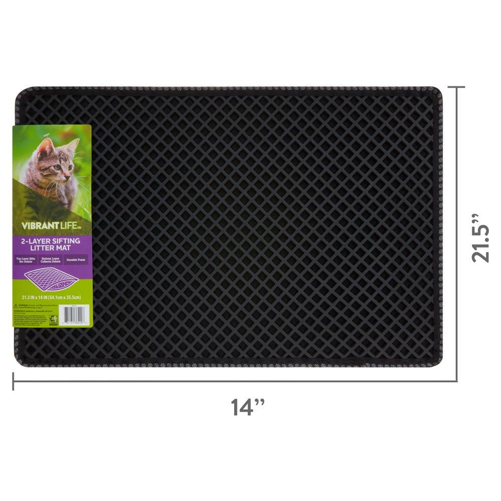 Vibrant Life 2-Layer Sifting Cat Litter Mat, Black, 21.3" X 14" Animals & Pet Supplies > Pet Supplies > Cat Supplies > Cat Litter Box Mats Wal-Mart Stores, Inc.   