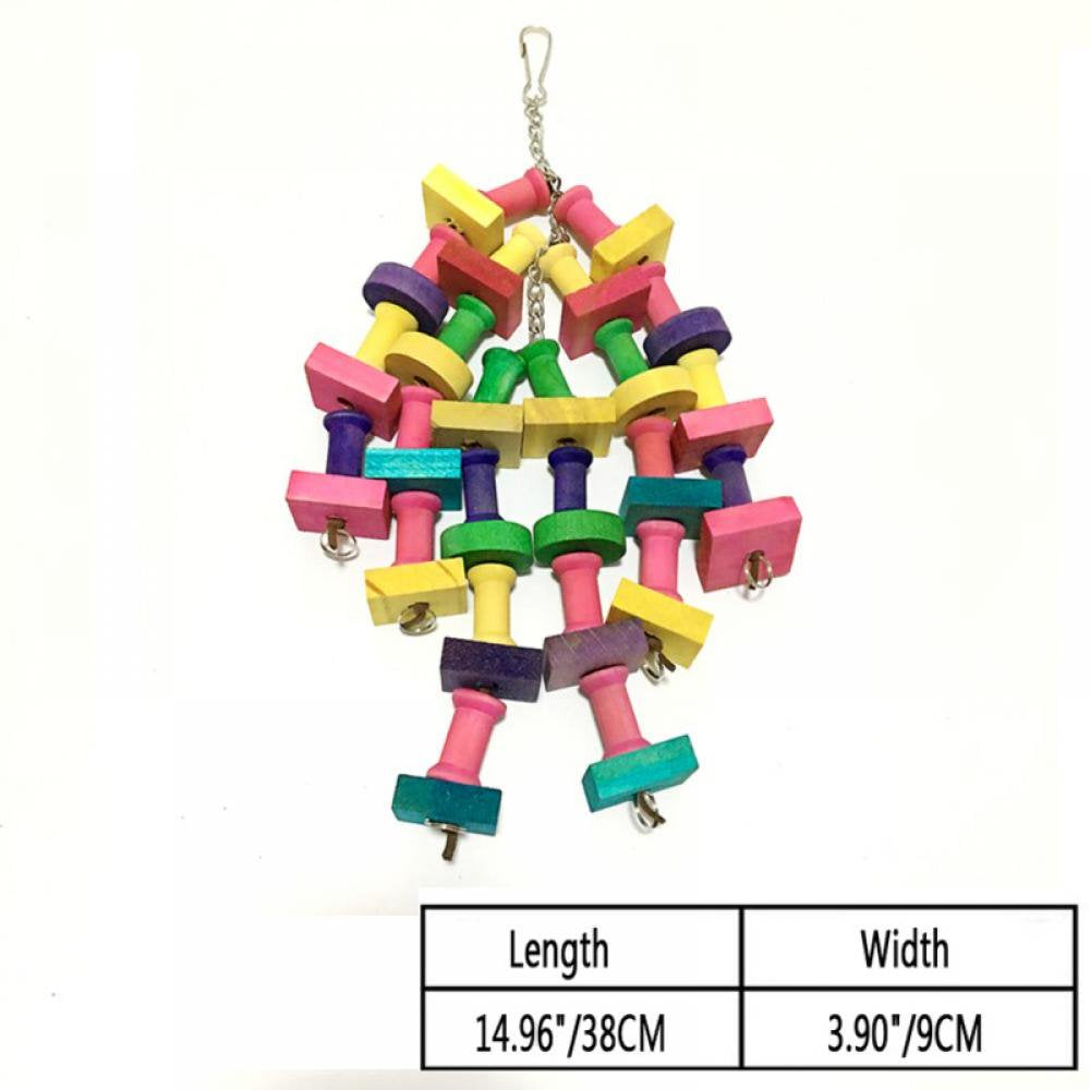 Bullpiano Bird Parrot Chewing Sticks Toys- Multicolored Natural Wooden Blocks Suggested for Conures, Parakeets, Cockatiels, Lovebirds, African Grey and a Variety of Parrots