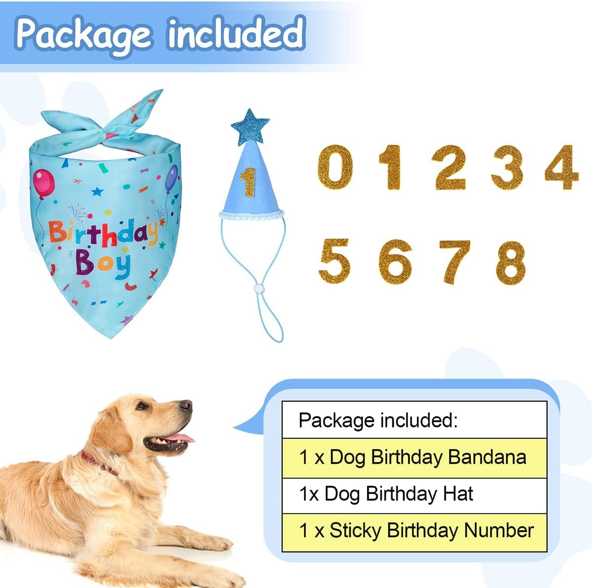 Yicostar Dog Birthday Party Supplies, Dog Birthday Bandana Scarf Dog Puppy Birthday Hat with Numbers for Small Medium Large Dogs Pet Animals & Pet Supplies > Pet Supplies > Dog Supplies > Dog Apparel Yicostar   