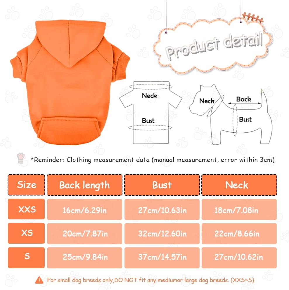 Chihuahua Sweaters for Dogs Puppy Hoodie with Pocket Tiny Dog Clothes Winter Fleece Warm Pet Doggie Sweatshirt for Small Girls Boys Yorkie Extra Small Dog Clothes XXS XS S, 2 Pieces (Xx-Small) Animals & Pet Supplies > Pet Supplies > Dog Supplies > Dog Apparel Sebaoyu   