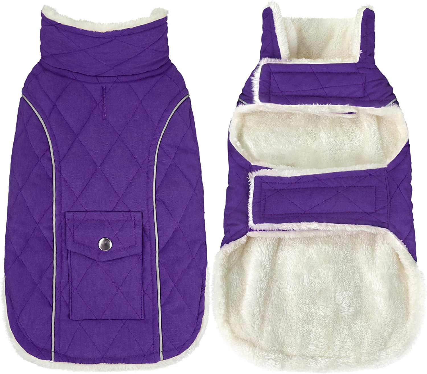 Malier Dog Winter Coat, Windproof Dog Cold Weather Coats with Real Pocket, Winter Dog Extra Warm Coat Dog Fleece Jacket Reflective Dog Clothes for Small Medium Large Dogs and Puppy (Medium, Green) Animals & Pet Supplies > Pet Supplies > Dog Supplies > Dog Apparel Malier Purple Large 