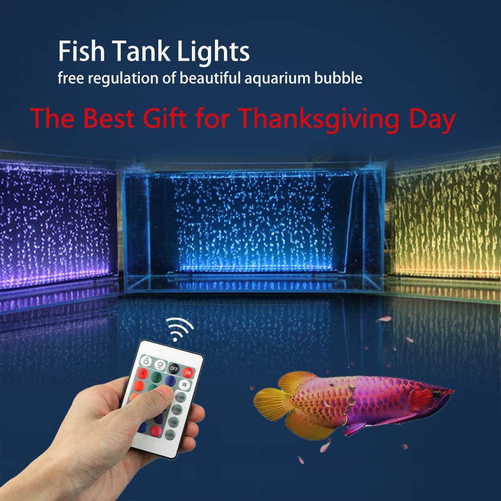 OUSITAID Aquarium LED Bubble Light - Air Bubbler with 16 Colors Changing Leds, Remote Control Aquarium Light for Fish Tank,18 Leds,12-Inch,Rgb Remote Control Color Underwater Aquarium Fish Tank Light Animals & Pet Supplies > Pet Supplies > Fish Supplies > Aquarium Lighting OUSITAID   