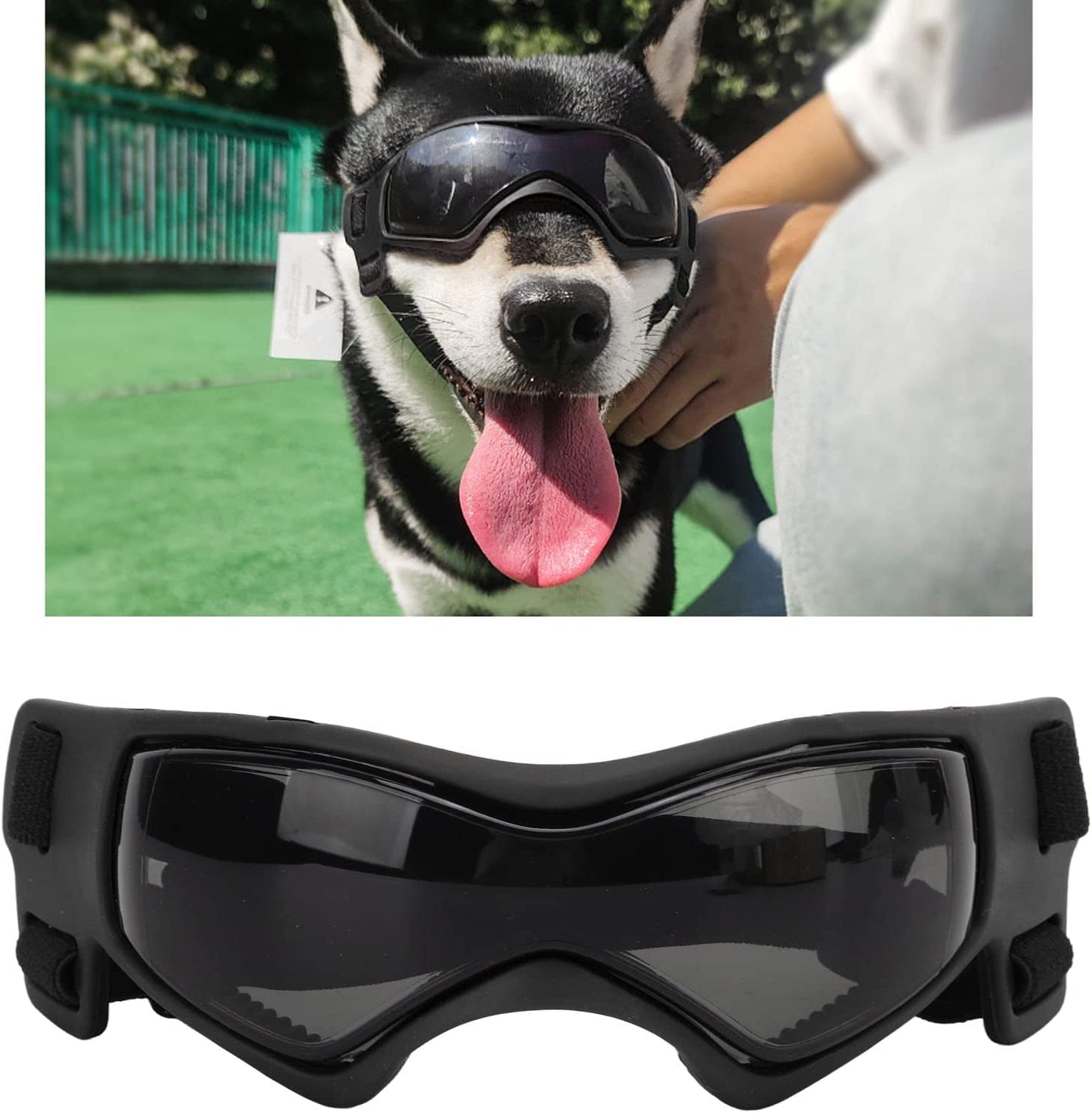 Plplaaoo Dog Goggles, Small Breed Dog Sunglasses, Easy Wear Dog UV Sunglasses, Windproof Soft Frame Adjustable Straps UV Protection Puppy Sunglasses for Small to Medium Dog [Black] Animals & Pet Supplies > Pet Supplies > Dog Supplies > Dog Apparel plplaaoo   