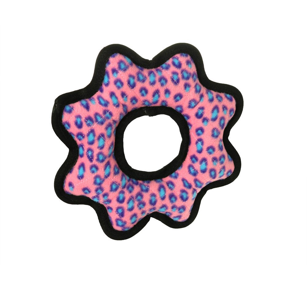 Tuffy Ultimate Gear Ring Pink Leopard, Durable Squeaky Dog Toy