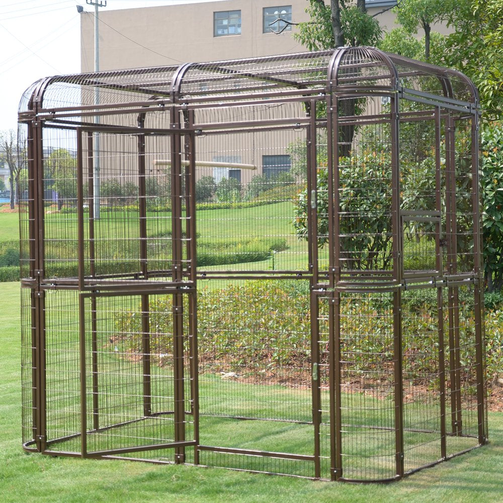 Walnest Outdoor Extra Large Bird Aviary Silver Black Large Parrots Cages Featuring Play Stand Perches Nest Habitat Garden Animals & Pet Supplies > Pet Supplies > Bird Supplies > Bird Cages & Stands Walnest Brown  