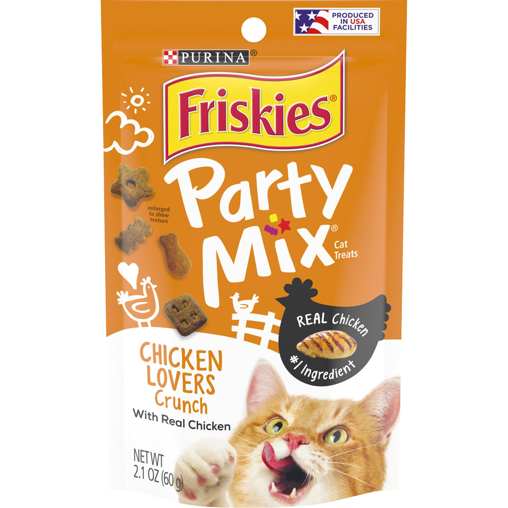 Friskies Cat Treats, Party Mix Chicken Lovers Crunch, 20 Oz. Canister