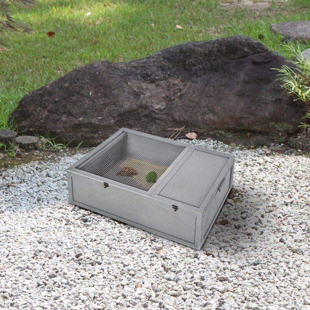 Suzicca 37”L Wood Tortoise House Turtle Habitat, Indoor Tortoises Enclosure for Small Animals, Outdoor Reptile Cage Animals & Pet Supplies > Pet Supplies > Small Animal Supplies > Small Animal Habitats & Cages Suzicca   