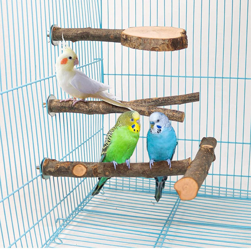 SPRING PARK 3Pcs Natural Wood Bird Perch for Bird Cages,Parrot Stand Perch Platform Exercise Playground Toys Paw Grinding Stick Perch Stand Cage Accessories for Parakeet Animals & Pet Supplies > Pet Supplies > Bird Supplies > Bird Cage Accessories SPRING PARK   