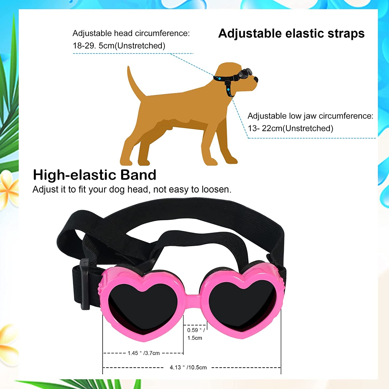 IKUSO Dog Sunglasses Small Breed,Uv Protection Dog Sunglasses with Adjustable Strap, Heart Dog Goggles for Waterproof Windproof Anti-Fog Eye Protection,Beach Accessories for Puppy (Pink) Animals & Pet Supplies > Pet Supplies > Dog Supplies > Dog Apparel ikuso   