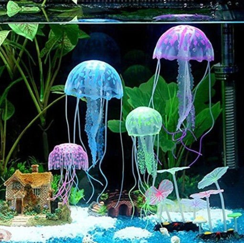 Decor Jellyfish Aquarium Decoration Artificial Glowing Effect Fish Tank Ornament Animals & Pet Supplies > Pet Supplies > Fish Supplies > Aquarium Decor Zoiuytrg One Size Yellow 