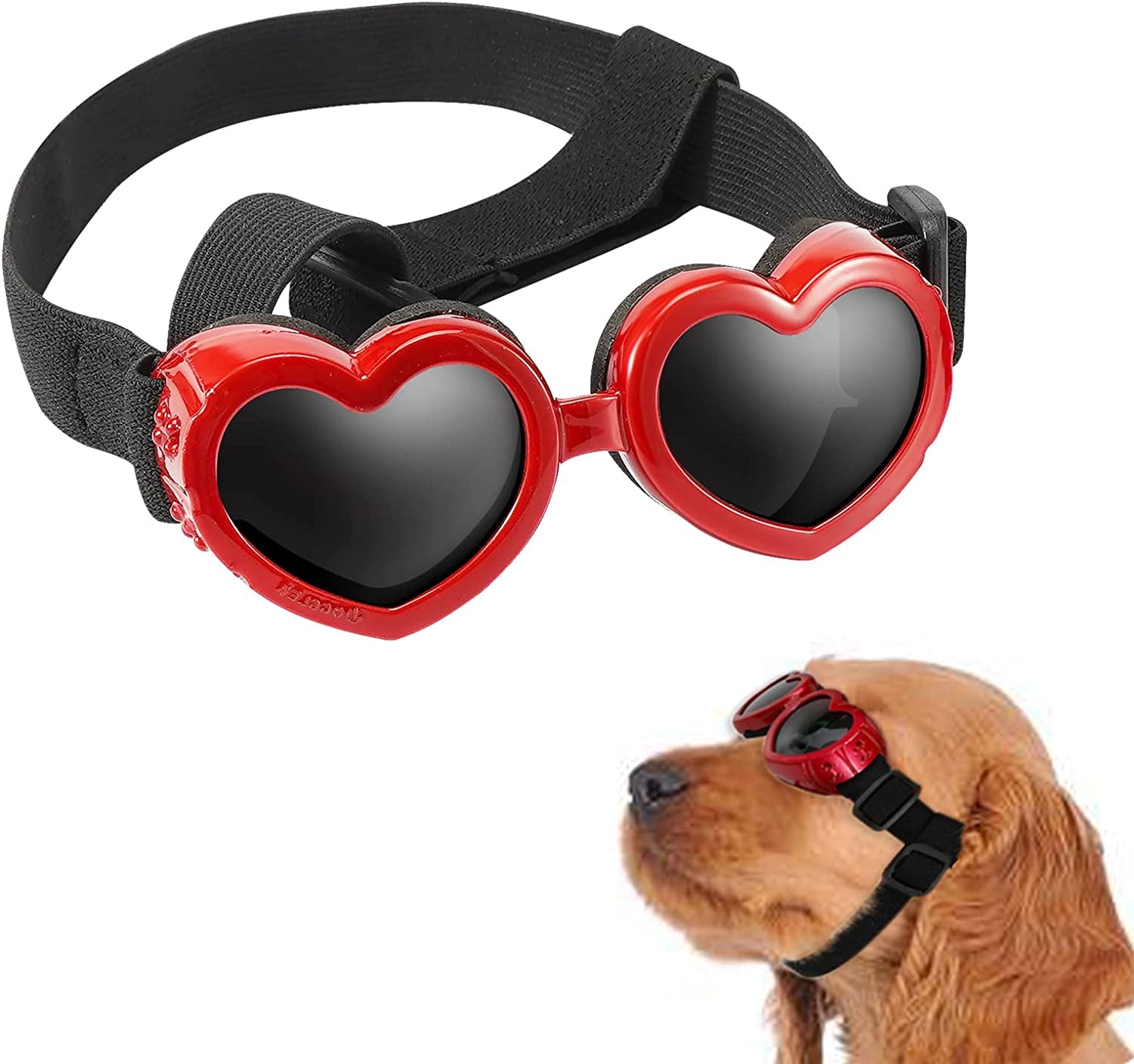 Small Dog Sunglasses, Dog Goggles with Adjustable Band, Waterproof Windproof Snowproof Cool Glasses for Puppy and Cat (Black) Animals & Pet Supplies > Pet Supplies > Dog Supplies > Dog Apparel pordsioc Red  