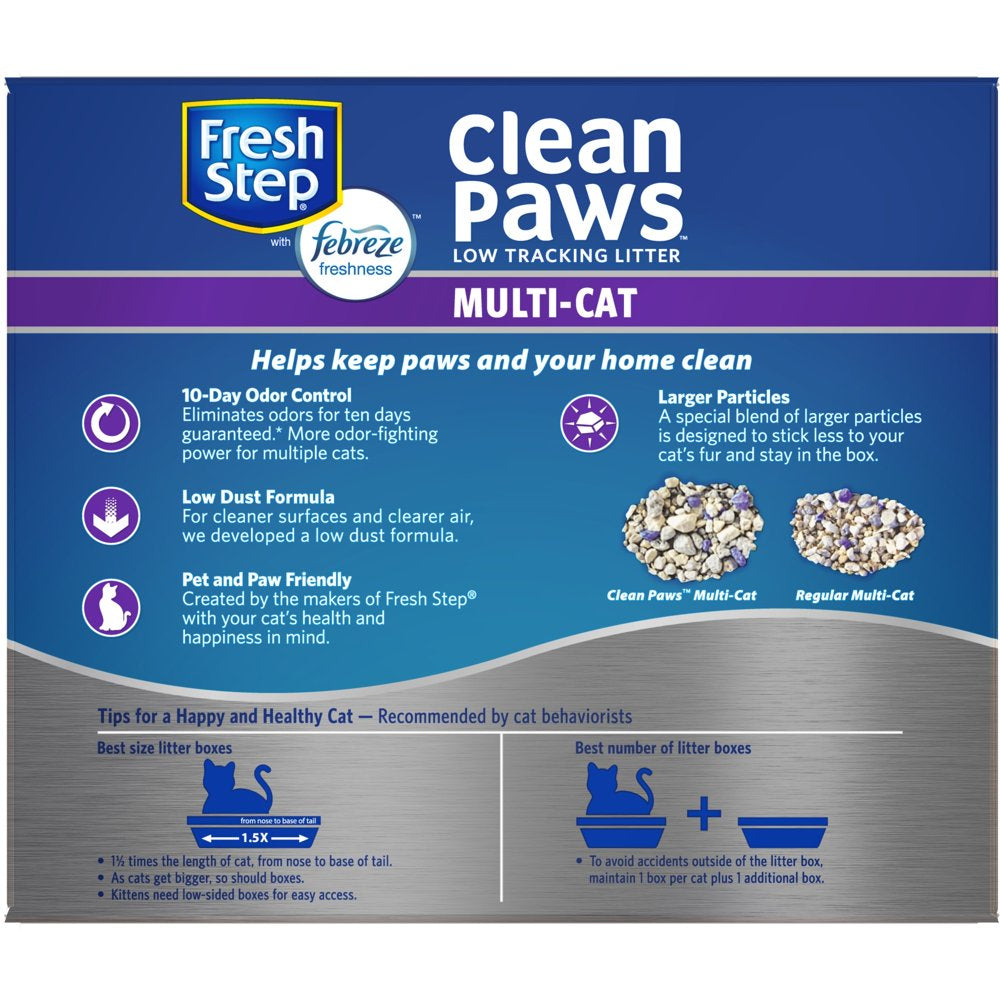 Fresh Step Clean Paws Multi-Cat Scented Litter with the Power of Febreze, Clumping Cat Litter, 18 Lbs Animals & Pet Supplies > Pet Supplies > Cat Supplies > Cat Litter The Clorox Company   