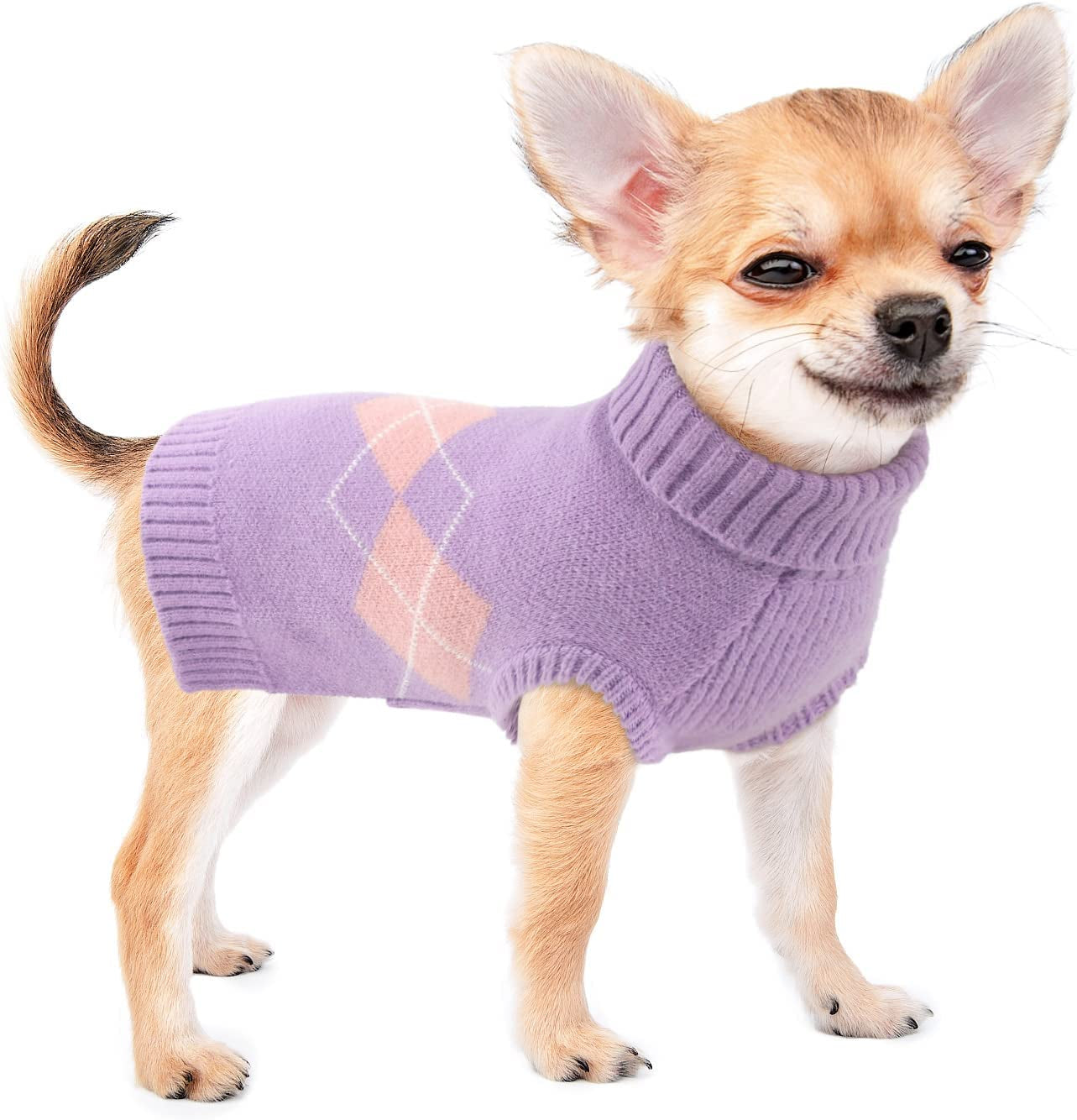 ALAGIRLS Winter Dog Sweater Warm Puppy Clothes,Classic Turtleneck Plaid Cat Sweater,Pullover Christmas Holiday Pet Outfits Apparel for Large Dogs,Pink L Animals & Pet Supplies > Pet Supplies > Dog Supplies > Dog Apparel ALA Purple Small 