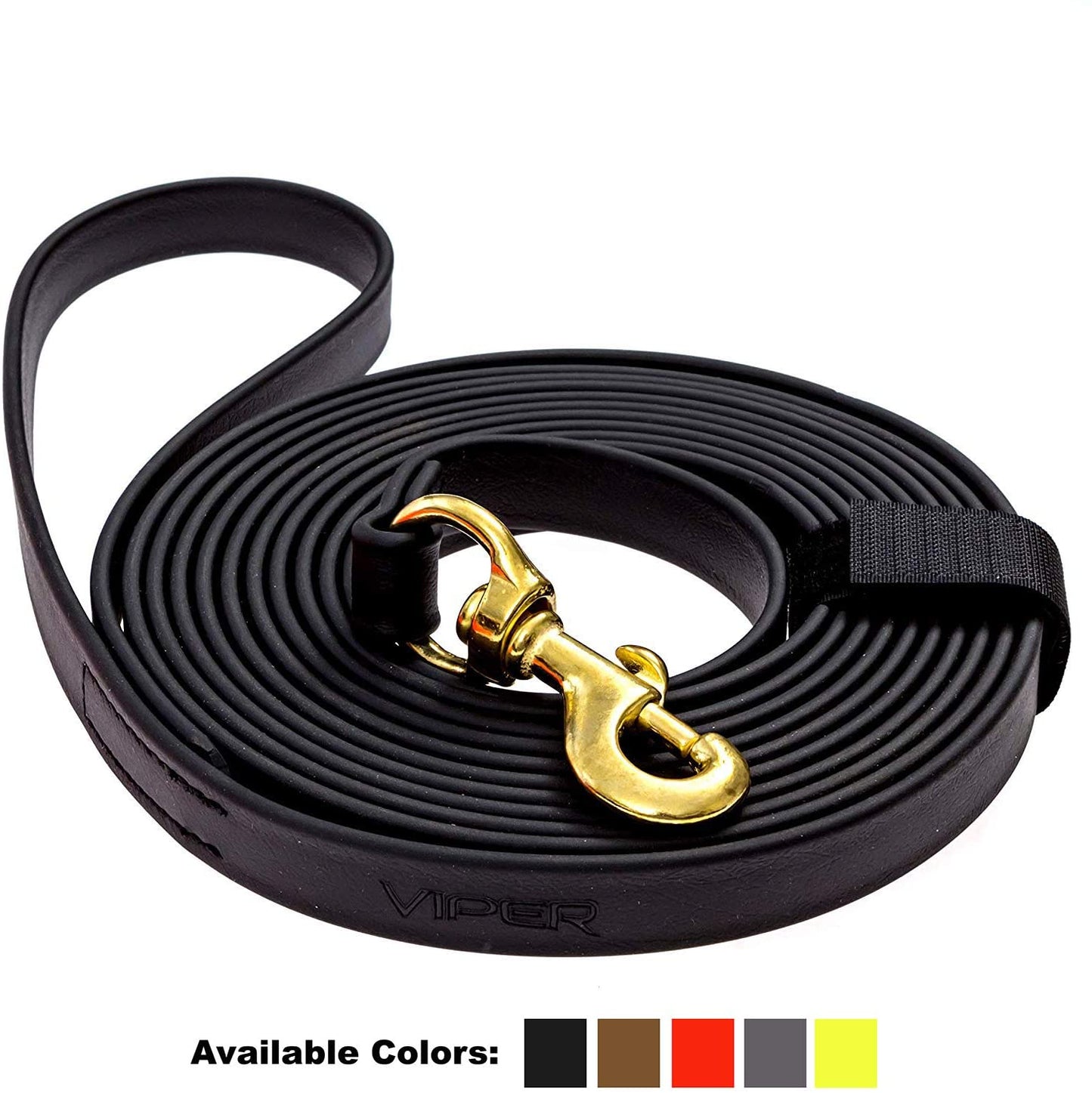 Viper - Biothane K9 Working Dog Leash Waterproof Lead for Tracking Training Schutzhund Odor-Proof Long Line with Solid Brass Snap for Puppy Medium and Large Dogs(Black: W: 1/2" | L: 4 Ft) Animals & Pet Supplies > Pet Supplies > Dog Supplies > Dog Apparel Dogline W: 3/8" | L: 15 ft Black 