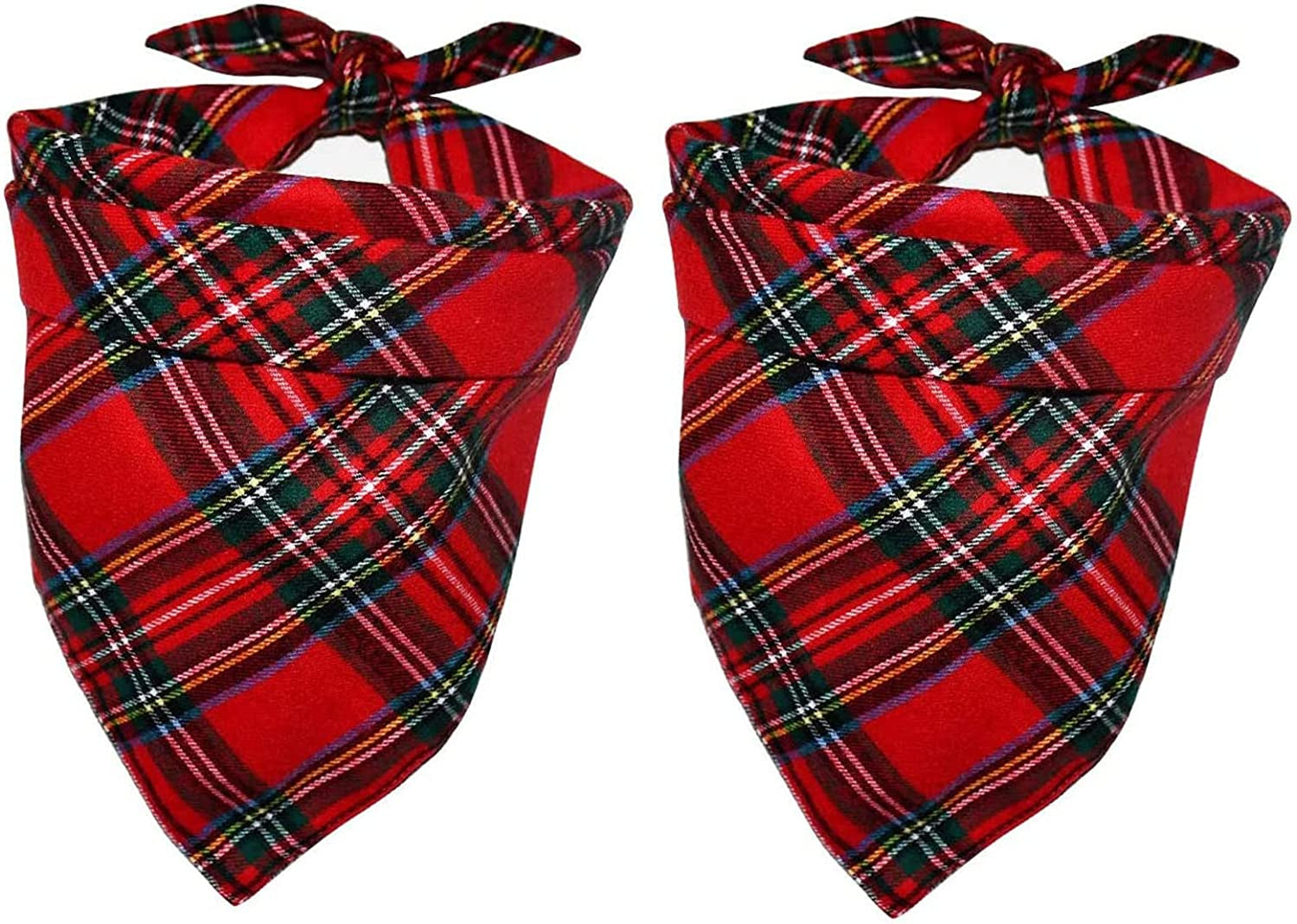 Malier 2 Pack Dog Bandana Christmas Classic Plaid Pets Scarf Triangle Bibs Kerchief Set Pet Costume Accessories Decoration for Small Medium Large Dogs Cats Pets (Green + Red, Large) Animals & Pet Supplies > Pet Supplies > Dog Supplies > Dog Apparel Malier Red + Red Small 