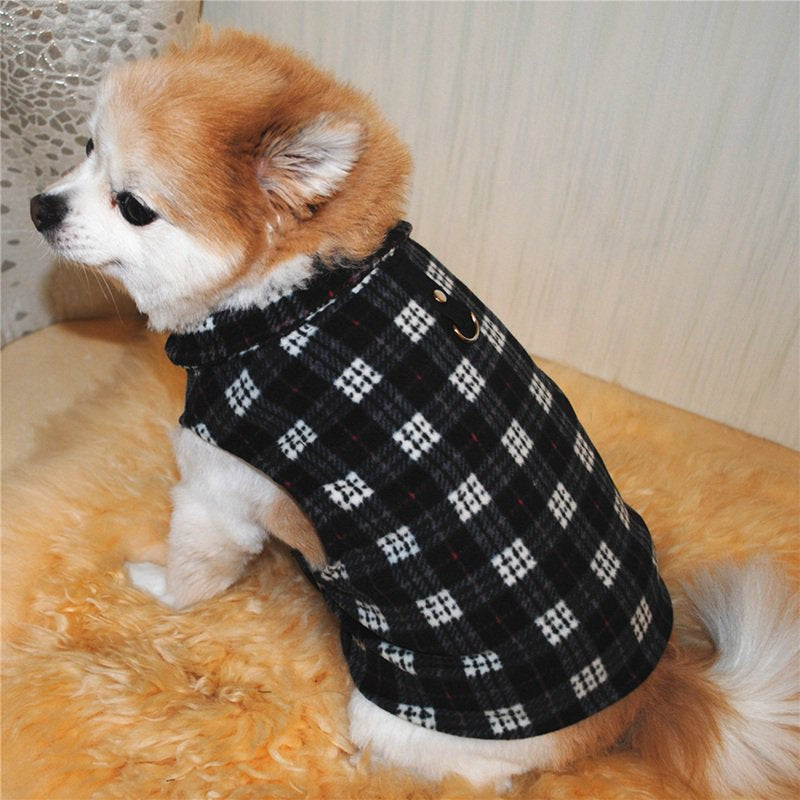 VICOODA Pet Dog Polar Fleece Vest, Autumn Winter Pet Plaid Jacket Dog Coat Cold Weather Clothes Apparels for Small Medium Large Dogs,Black,S Animals & Pet Supplies > Pet Supplies > Dog Supplies > Dog Apparel Vicooda   